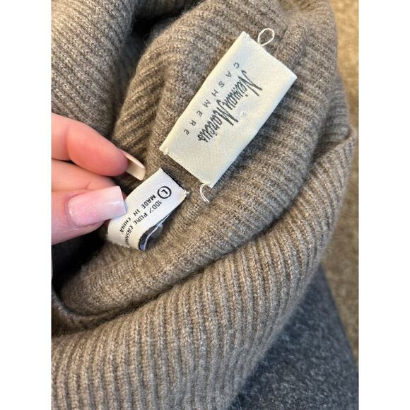 Neiman Marcus 100% Pure cashmere sweater brown ribbed cowl neck SZ LG - Picture 4 of 5